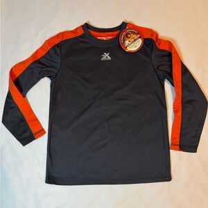 Zero Xposur Gray and Orange Long Sleeve Athletic Shirt, Boys Medium